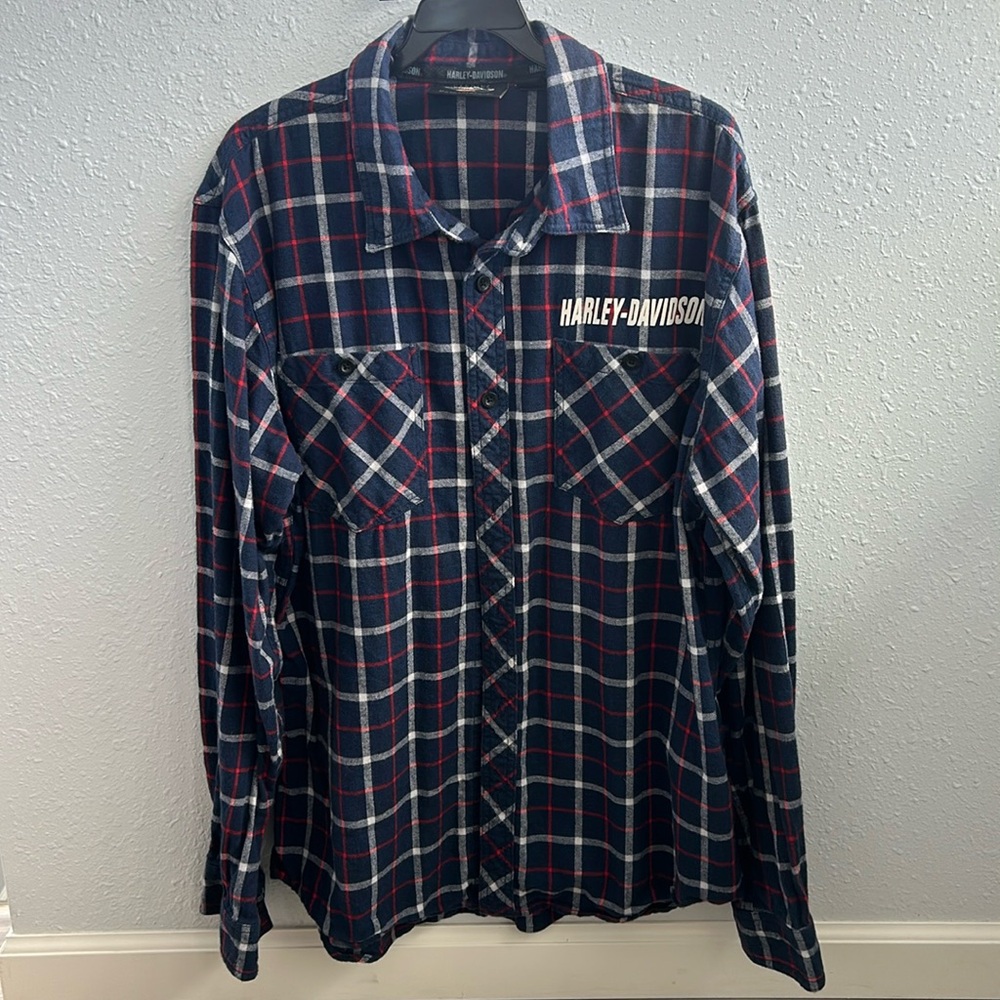 HARLEY-DAVIDSON Long Sleeve Flannel Shirt - Plaid in Size Large, Men’s